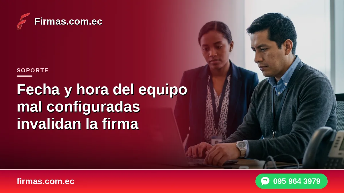 Fecha y hora del equipo mal configuradas invalidan la firma